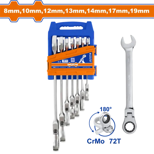 Wadfow 7 Pcs Flexible Ratchet Spanner Set [WSP5207]