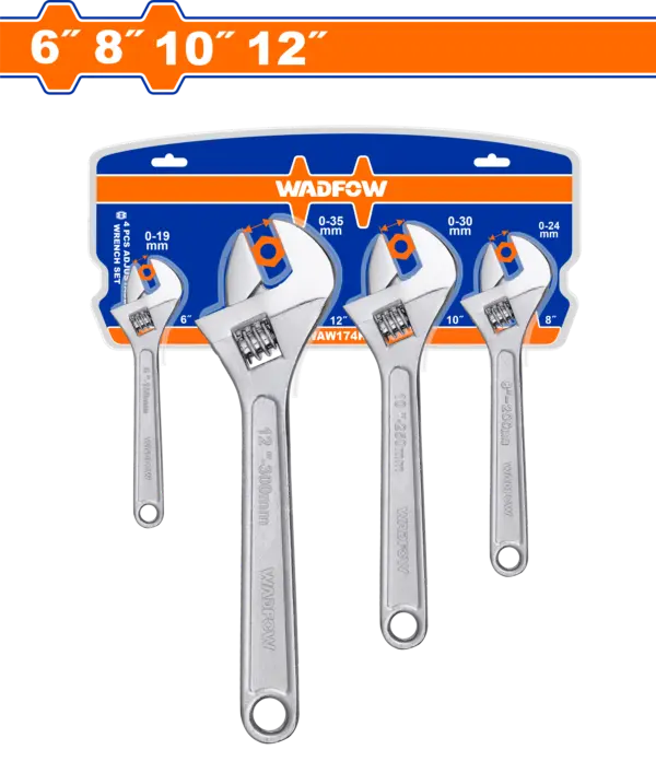 Wadfow 4 Pcs Adjustable Wrench Set [WAW174K]