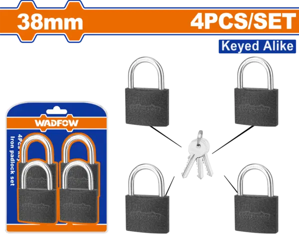 Wadfow 4Pcs Key-Alike Iron Padlock Set [WPD5444]