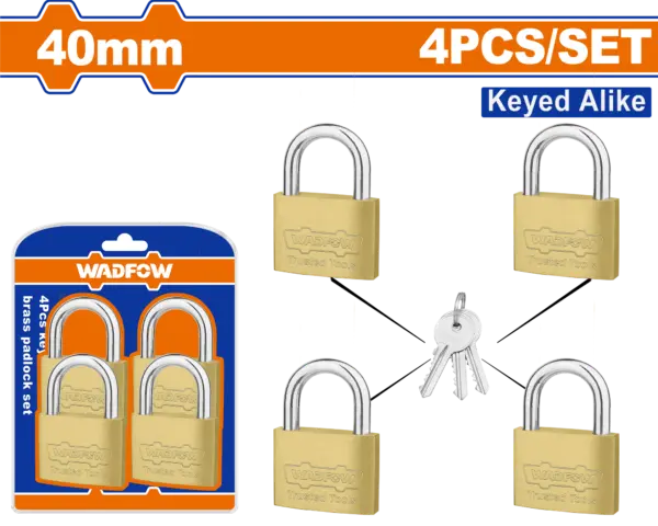 Wadfow 4Pcs Key-Alike Brass Padlock Set [WPDT444]