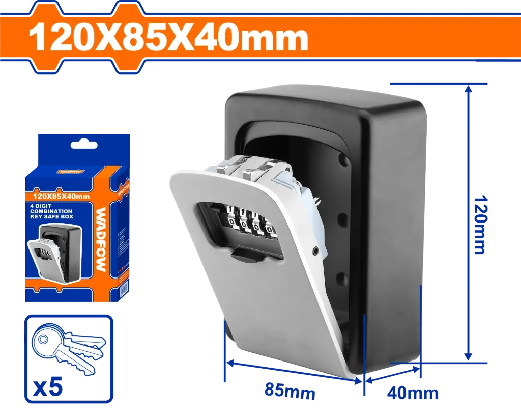 Wadfow 4 Digit Combination Key Safe Box [WKFB1119]