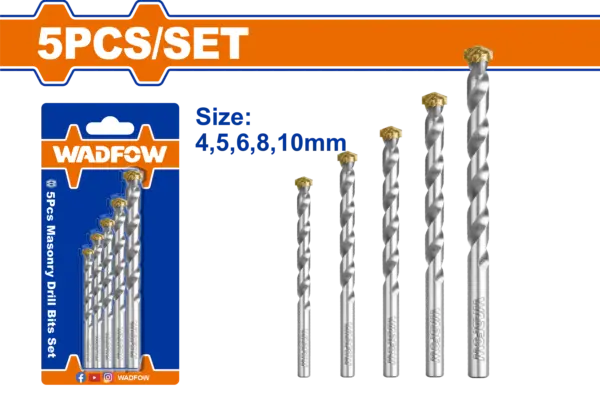 Wadfow 5 Pcs Masonry Drill Bits Set [WMJ2K01]