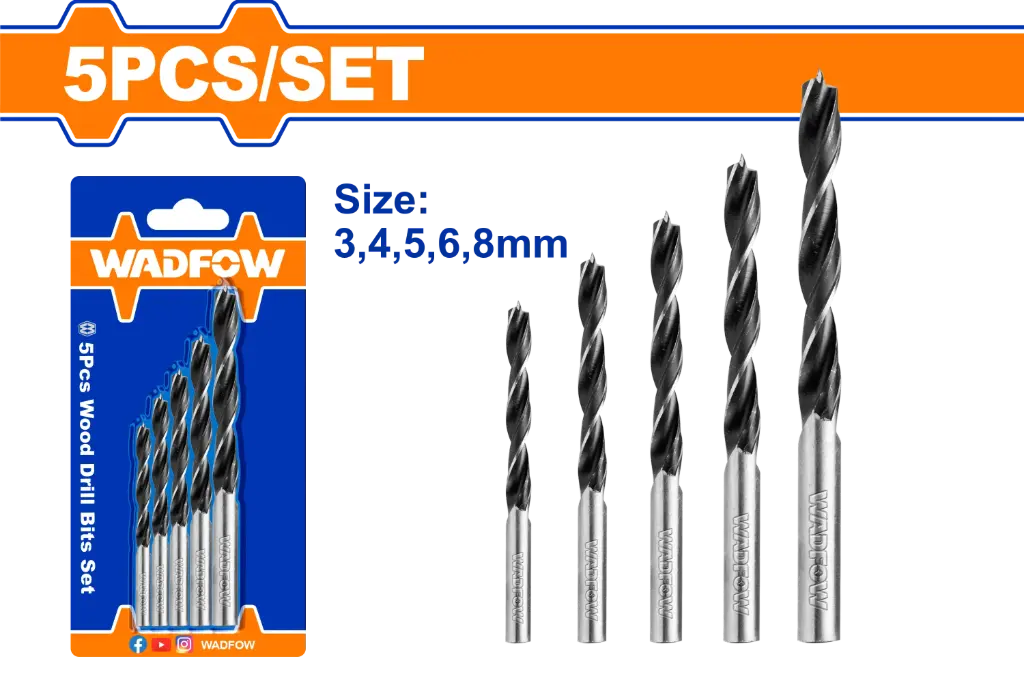 Wadfow 5Pcs Wood Drill Bits Set [WSJ3K01]