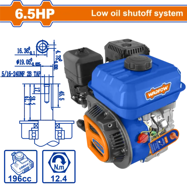 Wadfow Wadfow Gasoline Engine 6.5Hp - P1C1 [WGNAA168Q]