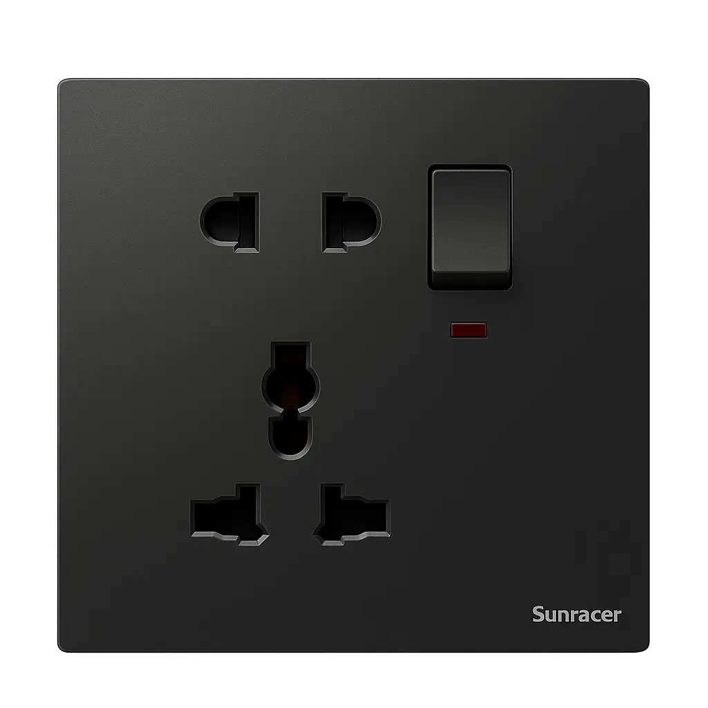Sunracer 1 Gang 5 Pin Universal Switched Socket With Indicator