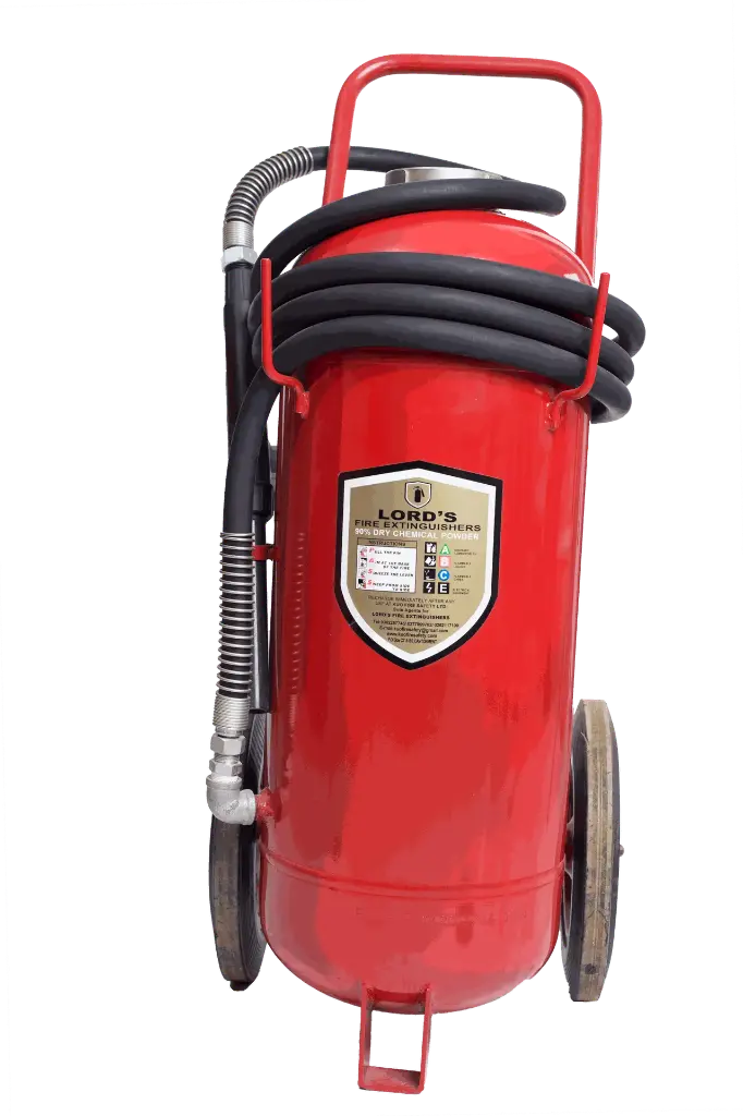Lords 90% Dry Powder Trolley Fire Extinguisher 50Kg Multi-Use ( EN3-BSI EN615 Approved ISO 9001 Certified )