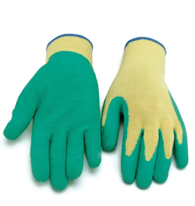 Gloves Cotton Rubber Coated Palm Yellow&Green