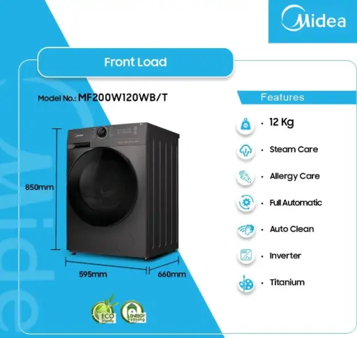 [MF200W120WB/T] Midea 12KG Front Load Washing Machine [MF200W120WB/T]