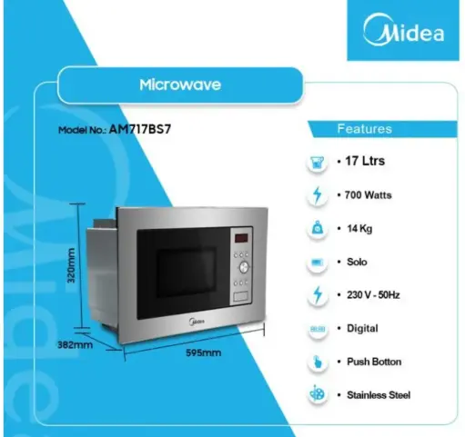 [AM717BS7] Midea 17Ltrs Solo Microwave [AM717BS7]
