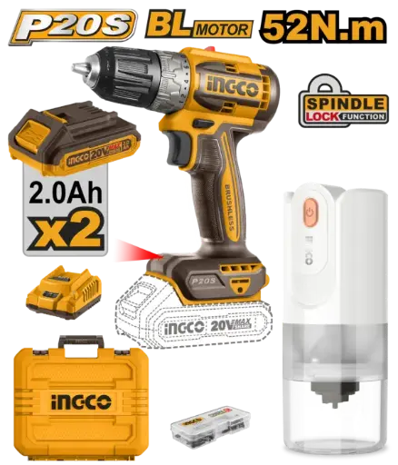 [COSLI240315] Ingco Cordless Drill 20V + 2 Battery + Free Coffee Grinder 4V [COSLI240315]