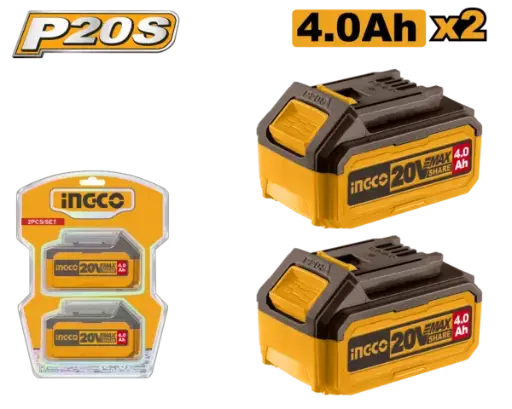 [COSLI240312] Ingco 2 X Battery Kit 20V 4Ah [COSLI240312]