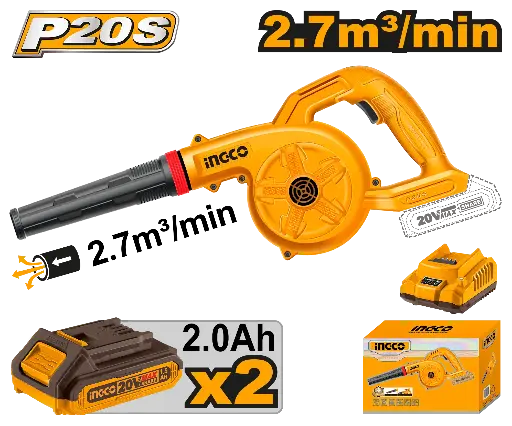 [CABLI200282] Ingco Cordless Blower 20V 1 Speed + 2 Battery - P1C4 [CABLI200282]