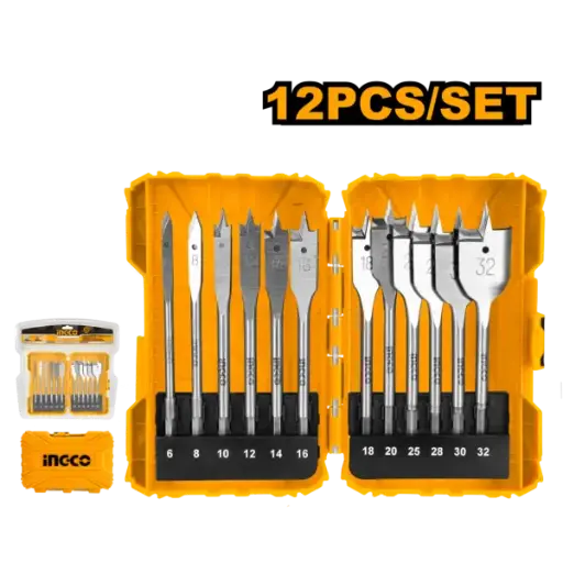 [AKDL1201] Ingco 12 Pcs Flat Wood Drill Bits Set 152Mm - P6C12 [AKDL1201]