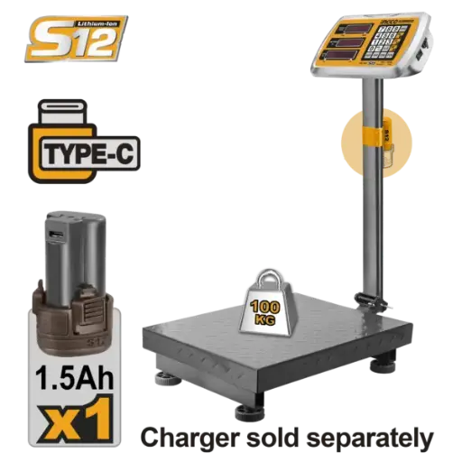 [CES1302] Ingco Lithium-Ion Scale Usb-C 12V 100Kg [CES1302]
