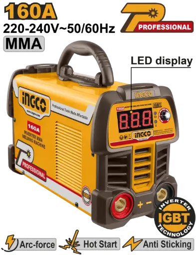 [ING-MMA16069] Ingco Inverter Mma Welding Machine 160A@60% Professional [ING-MMA16069]