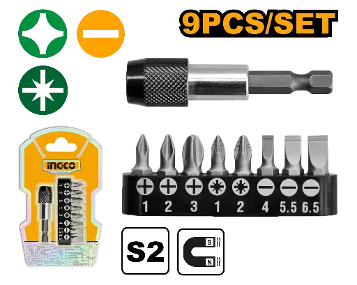 [AKSD0071] Ingco 9 Pcs Screwdriver Bits Set [AKSD0071]