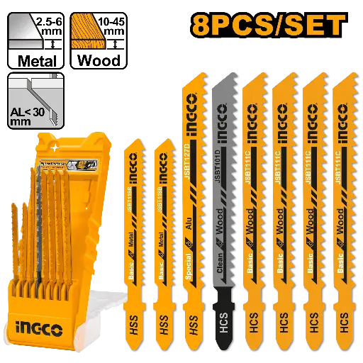 [AKD8088] Ingco 8 Pcs Jig Saw Blades Set [AKD8088]