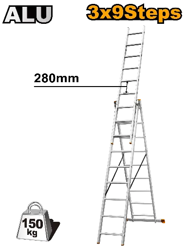 [HLAD03391] Ingco 3 Section Extention Ladder [HLAD03391]