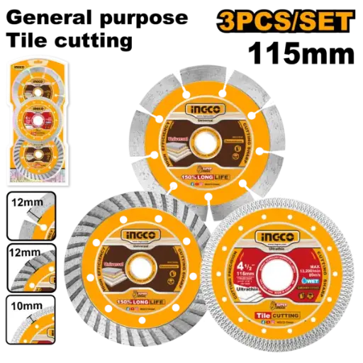[DMD063115] Ingco 3Pcs Diamond Disc Combo Set - P10C40 [DMD063115]