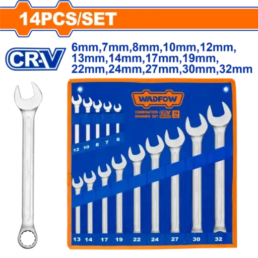 [WSP1M14] Wadfow 14 Pcs Combination Spanner Set [WSP1M14]