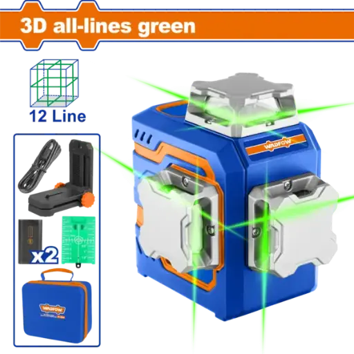 [WLE2M12] Wadfow 3D Green Beam Self-Leveling Laser Level [WLE2M12]