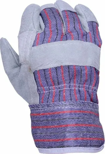 [SAF-07109] Invicto Gloves Rigger Cowhide Split Leather With Candy Stripe Fabric L (Made In Pakistan) Lpi-G-110