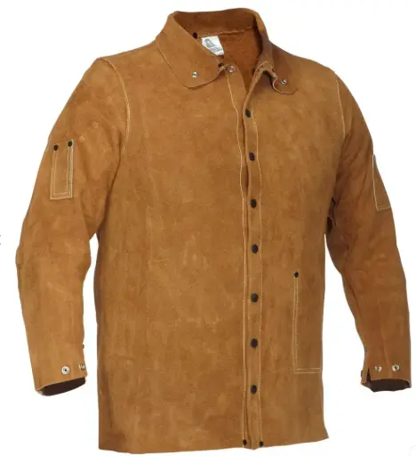 [SAF-07117] Invicto Jacket Welder Cowhide Brown Suede Leather With Kevlar Thread Stitching Xl Made In Pakistan