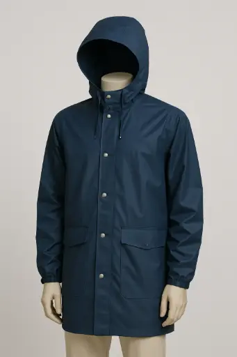 [SAF-07145] Raincoat With Hood Navy Blue Xxl